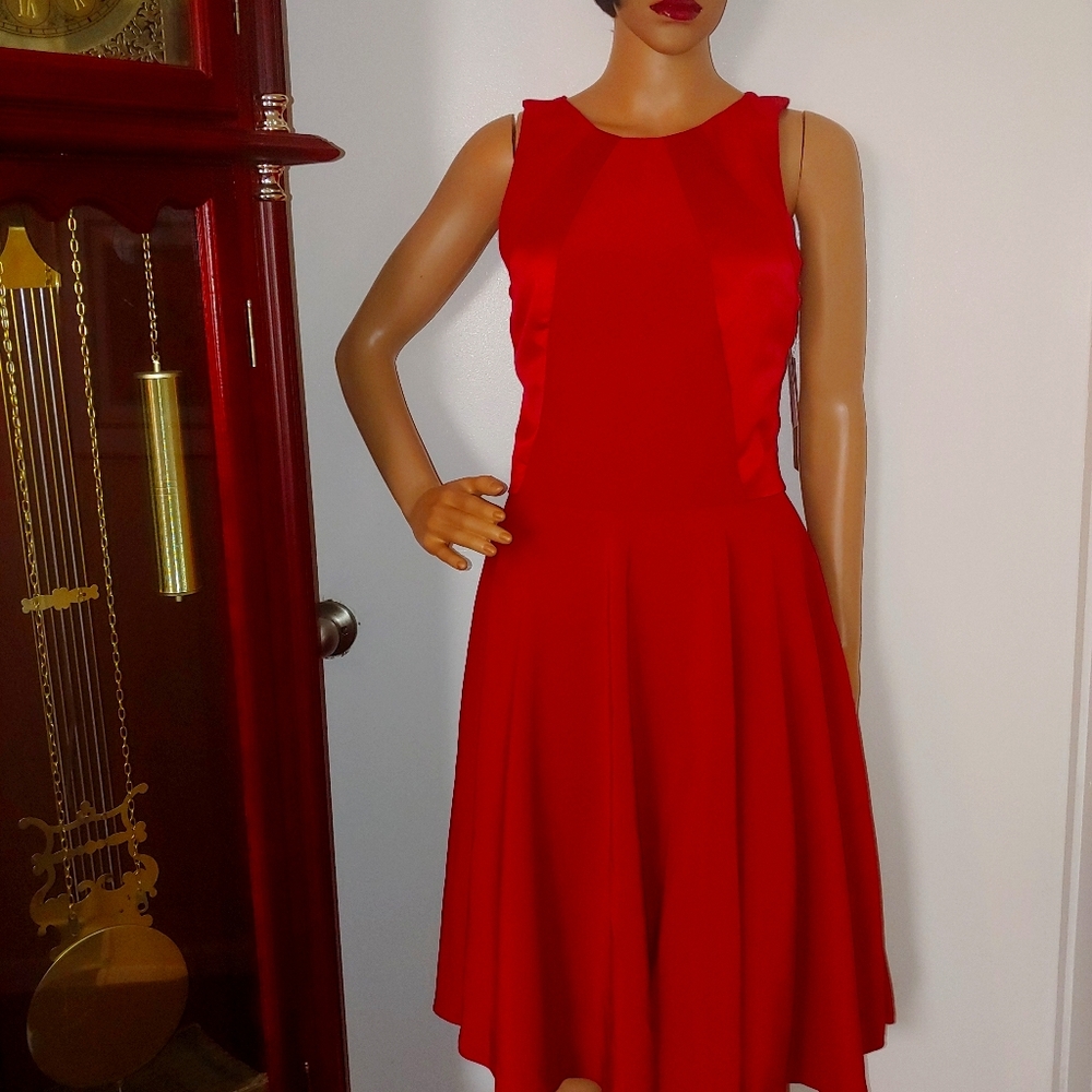 LELA ROSE 10 RED RACER BACK SKATER DRESS - Picture 11 of 11